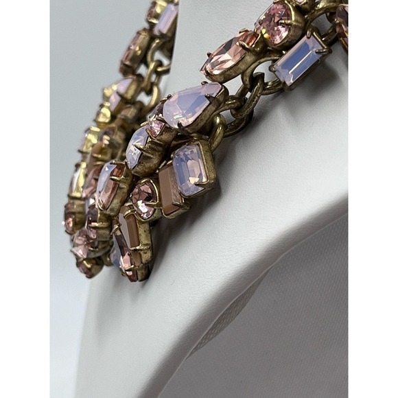 J. Crew Glacier Faceted Pink AB Opalescent Rhinestone Floral‎ Statement Necklace - Picture 10 of 16
